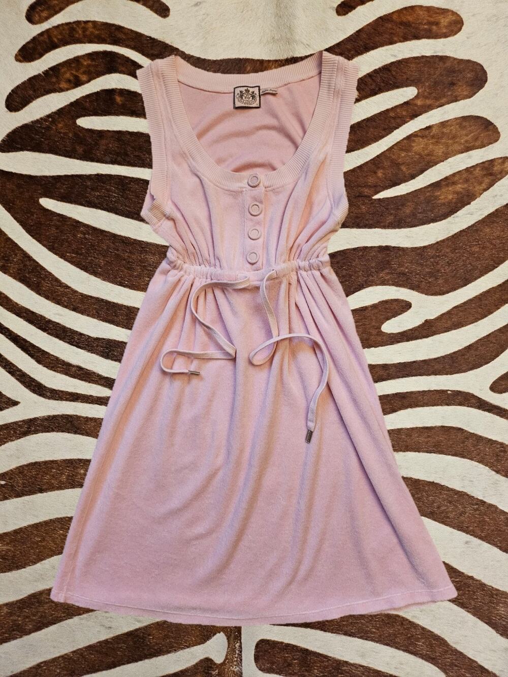 Juicy Couture Vintage Y2K Pink Terry Cloth Cover Up Dress L USA Towel Pool